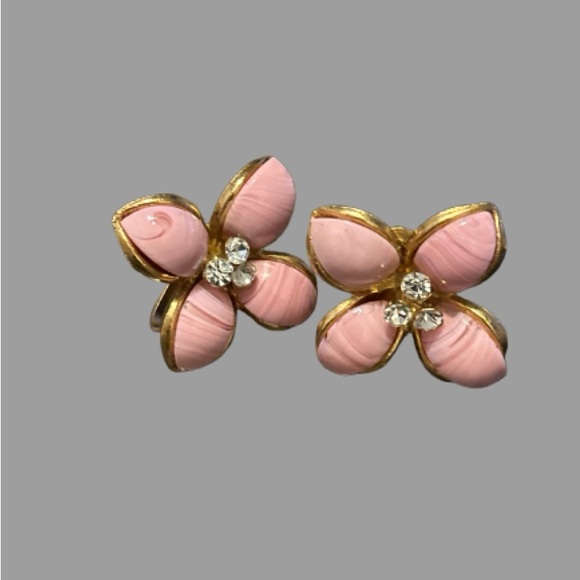 Vintage Paste & Rhinestone Screw-back Earrings - Picture 4 of 8